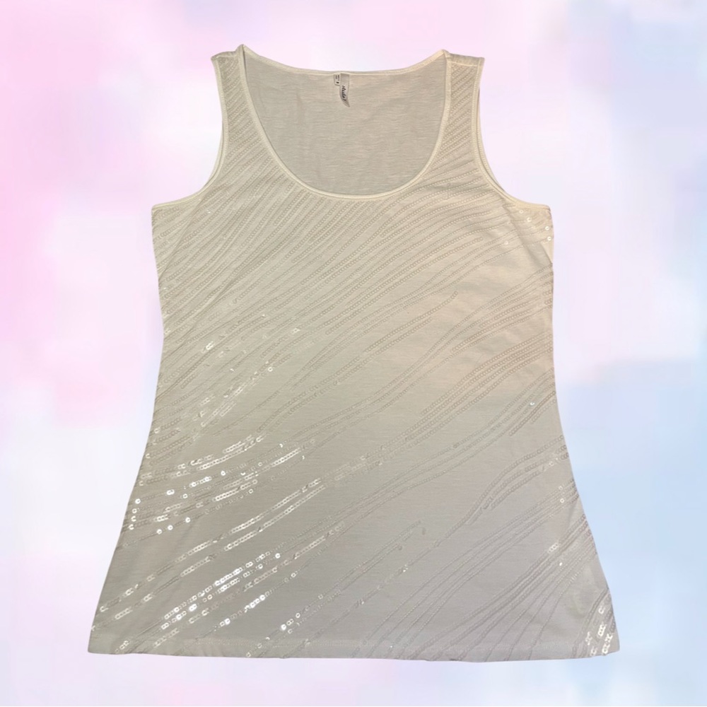 White sequin tank top